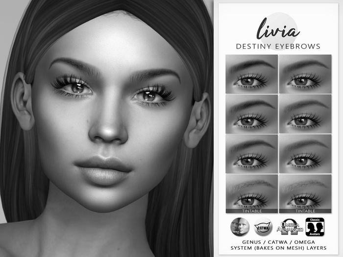 Second Life Marketplace LIVIA Destiny Eyebrows DEMOS