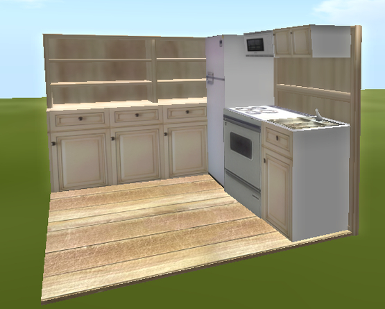 Bright Beige Kitchen Cabinet Set