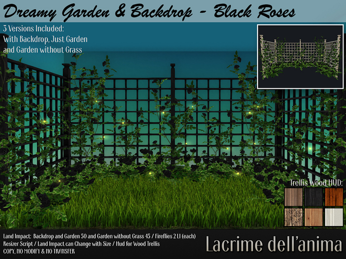 Dreamy Garden & Backdrop - Black Roses