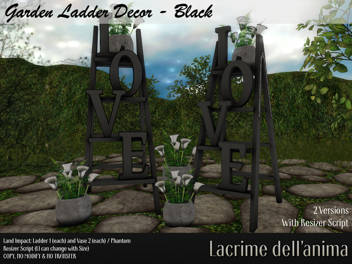 Garden Ladder Decor Set - Black