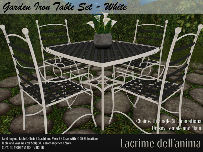 Garden Iron Table Set - White