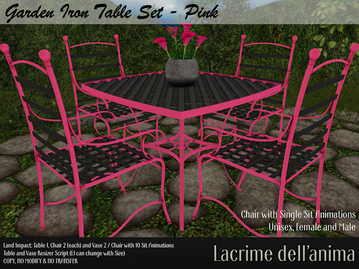 Garden Iron Table Set - Pink