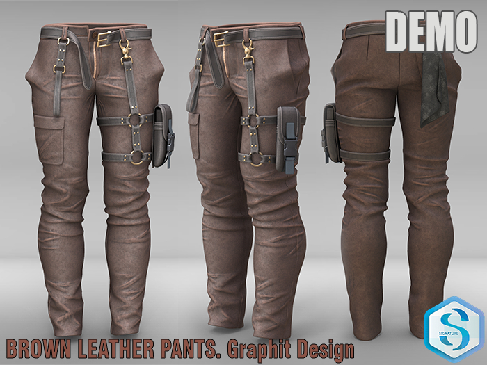 Brown Leather Pants DEMO. SIGNATURE. Graphit design