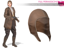 Full Perm Steampunk Historic Vintage Aviator Pilot Leather Helmet Hat - Non Rigged All Heads - All Genders