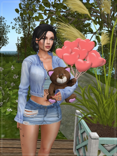 Valentine's day - Bear with balloons pink 2 - ( Transfer )