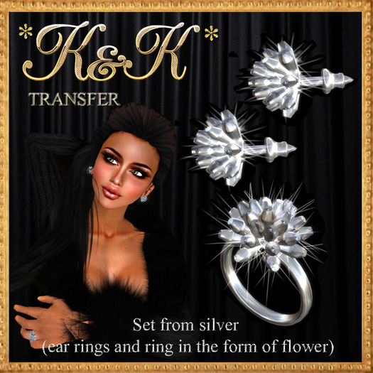 *K&K*Set from silver (ear rings and ring in the form of flower)