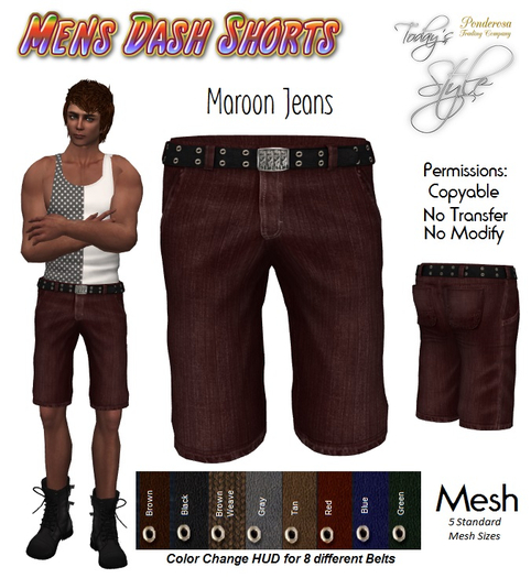 Men’s Dash Shorts - Maroon Jean