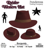 Raider Western Hat [MESH] Burgundy