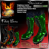 !Drakke! "Unisex" Latex Combat Boots(Black/Green)