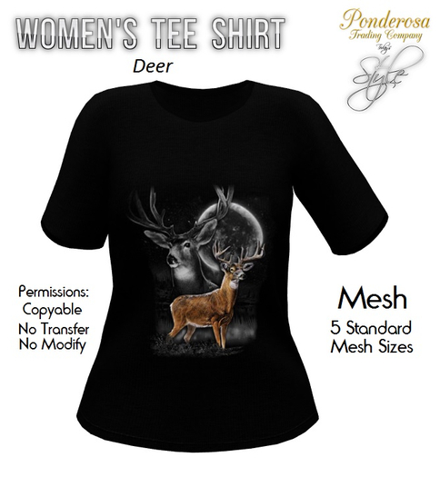 Women's Tee Shirt Deer (Black)