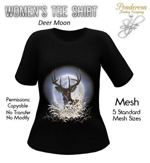 Women's Tee Shirt Deer Moon (Black)