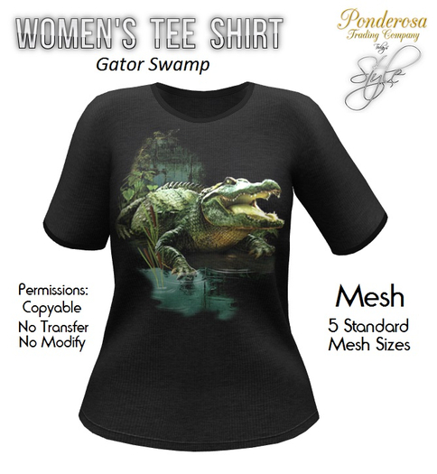 Women's Tee Shirt Gator Swamp (Dark Gray)