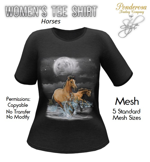 Women's Tee Shirt Horses (Dark Gray)