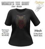 Women's Tee Shirt Owl Beads (Dark Gray)