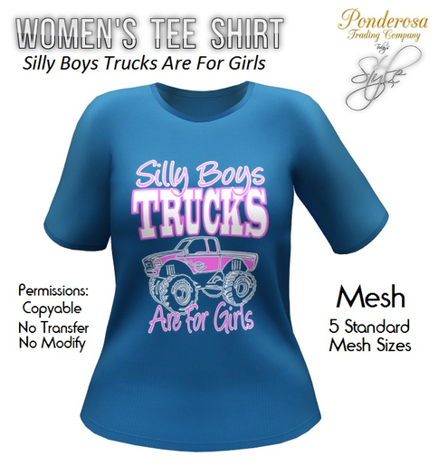Women's Tee Shirt Silly Boys Trucks... (Blue)