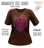 Women's Tee Shirt Deer Heart (Brown)
