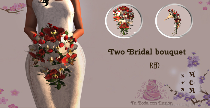 Two Bridal bouquet RED