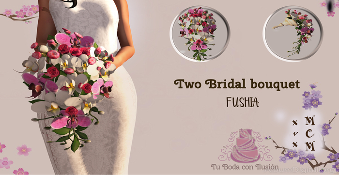 Two Bridal bouquet FUSHIA