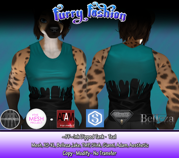 ~FF~ Ink Dipped Tank - Teal