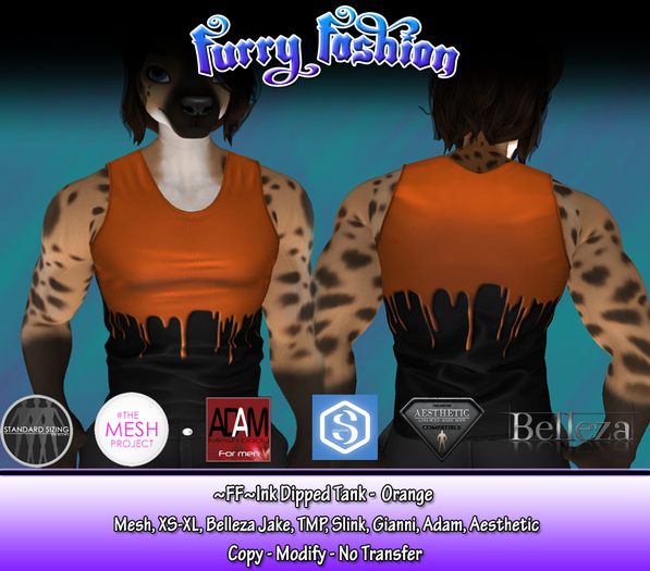 ~FF~ Ink Dipped Tank - Orange