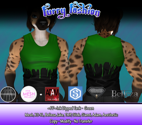 ~FF~ Ink Dipped Tank - Green