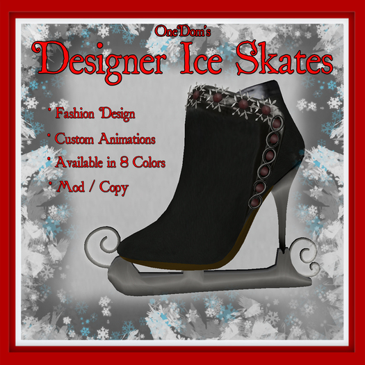 [OneDom] Designer Ice Skates - Black Silver and Red