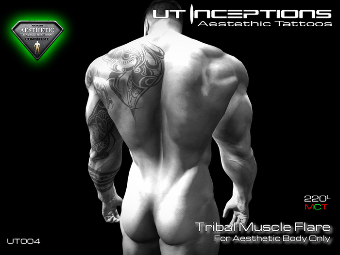 UT004 Tribal Muscle Flare Tattoo Aesthetic