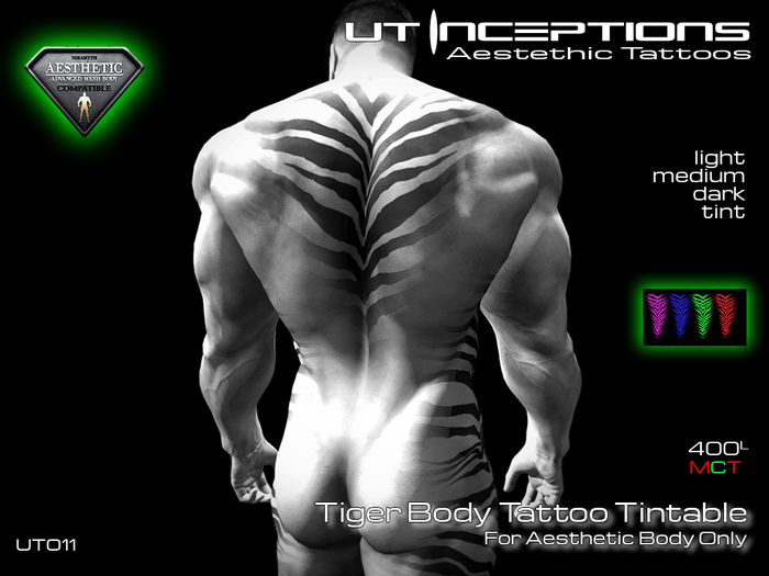 UT011 Tiger Body Tintable Tattoo Aesthetic