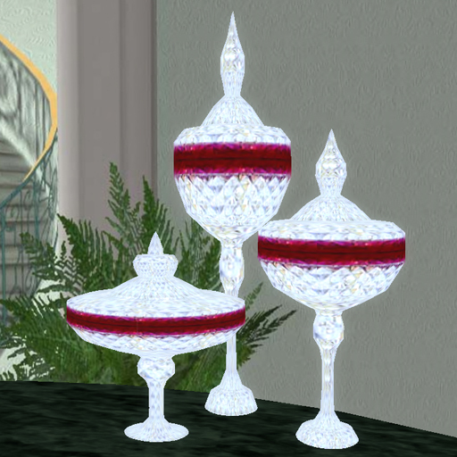 Juneberry Ruby Rim Lidded Compotes Set of 3