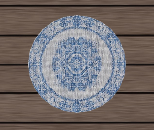 Old shabby blue Rug (Round)
