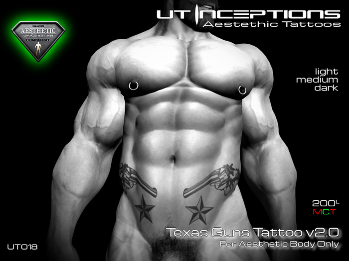 UT018 Texas Guns Tattoo v2 Aesthetic