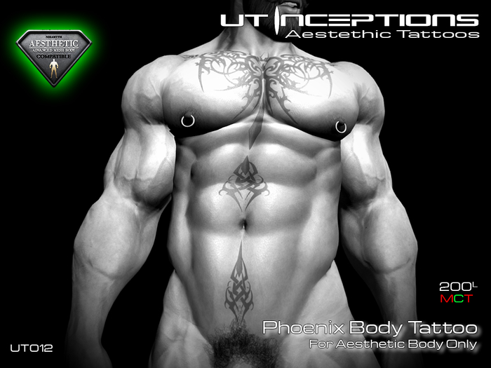 UT012 Phoenix Body Tattoo Aesthetic