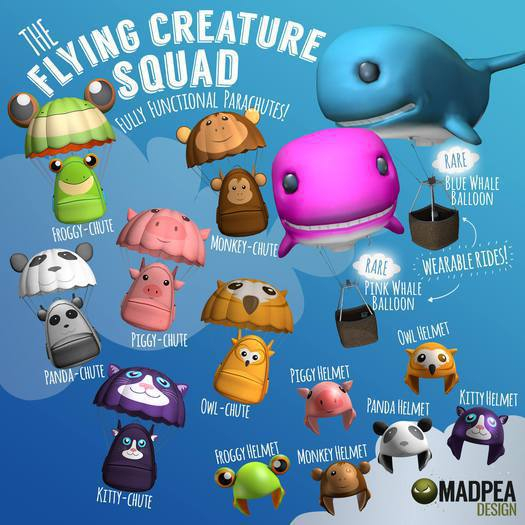 MadPea - The Flying Creature Squad  - Pink Whale Balloon RARE