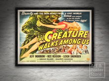 The Creature Walks Among Us | Classic Landscape Movie Poster | Plain Mesh Frame with 6 texture options