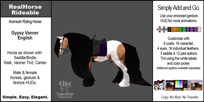 *E* RealHorse Rideable Gypsy Vanner English [Add & Click]