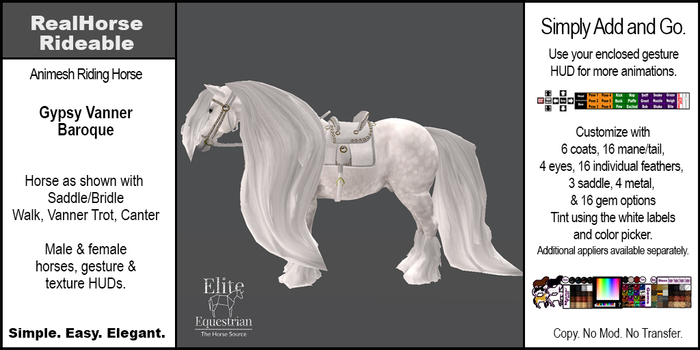 *E* RealHorse Rideable Gypsy Vanner Baroque [Add & Click]