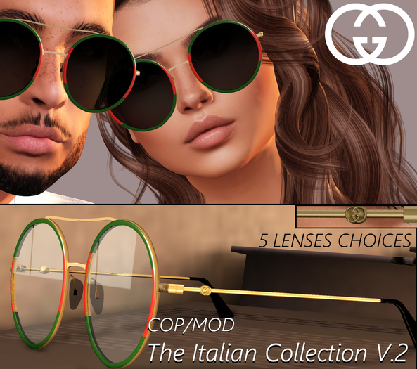 Second Life Marketplace THE ITALIAN COLLECTION V.2 GreenRed glasses