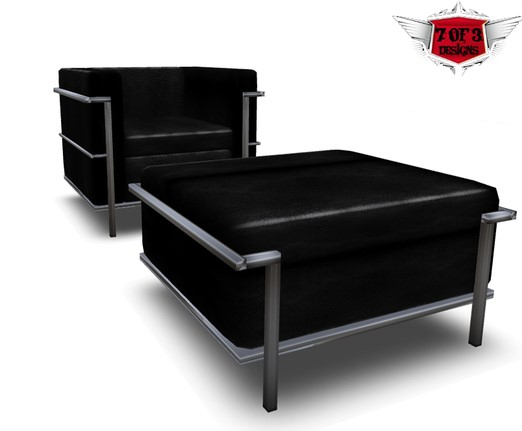 7of3 DESIGNS- président Cube noir avec pouf 10 prims