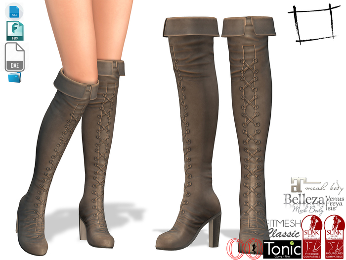 Dae Obj FBX For Women's Over Knee High Heel Boots Slink, Maitreya, Ocacin Voluptuous, Belleza