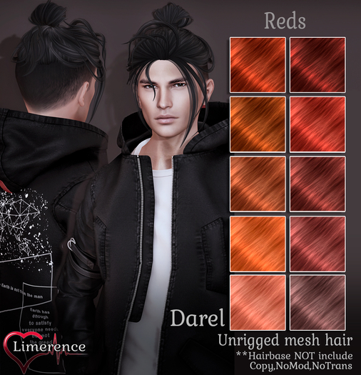 Second Life Marketplace - {Limerence} Darel hair-Reds