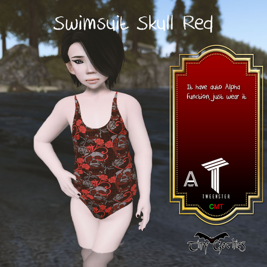 Tiny Gothics Tweenster Swimsuit Skull Red