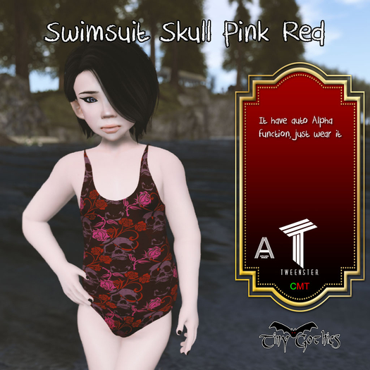 Tiny Gothics Tweenster Swimsuit Skull Pink Red