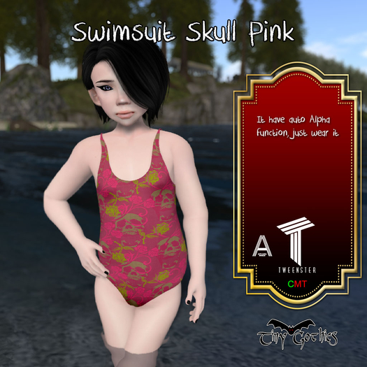 Tiny Gothics Tweenster Swimsuit Skull Pink
