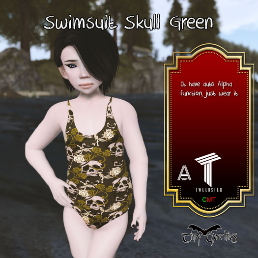 Tiny Gothics Tweenster Swimsuit Skull Green