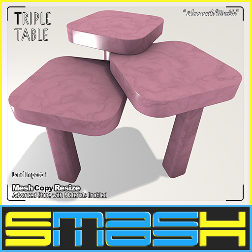 SMASH - Triple Table(Pink Marble) BOXED