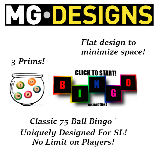 Second Life Marketplace MG Designs Bingo Game Set 75 Ball with animated caller and card