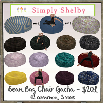 Simply Shellaby Second Life Marketplace - Simply Shelby Bean Bag Chair - aqua floral