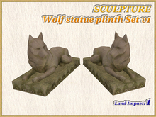 SCULPTURE - Wolf statue plinth Set v1 (1 LI) (Full perm)