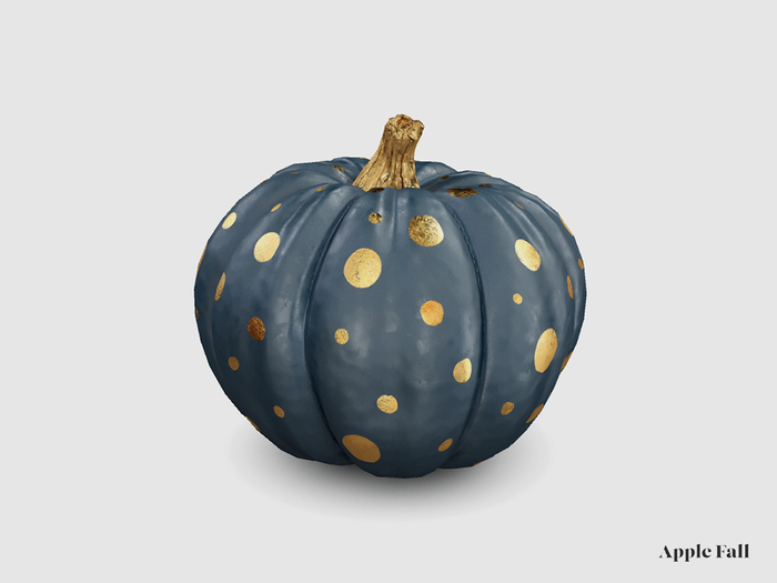 Apple Fall Pumpkin - Blue & Gold (Box)