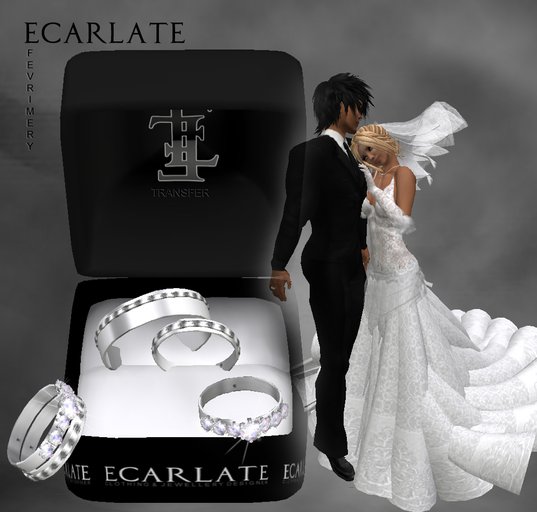 Ecarlate - Alliance Women/Men + Engagement Ring- Silver - FevriMery